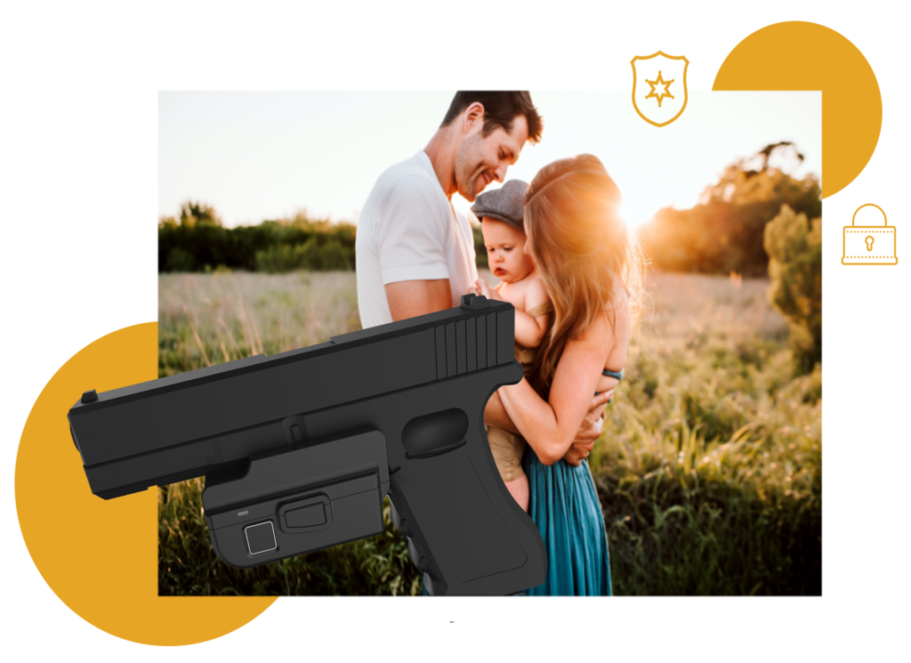 Parents with their kid, a glock with Smart Trigger Lock